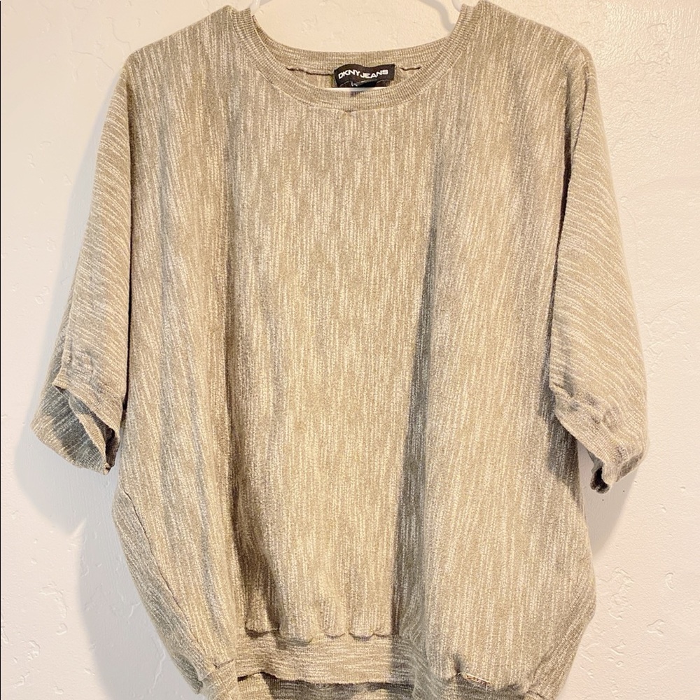 DKNY Jeans Marled Knit Dolman Sage Top Size: Large.
